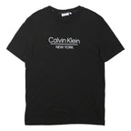 CALVIN KLEIN Mens Black T-Shirt L Short Sleeve Crew Neck Logo Print