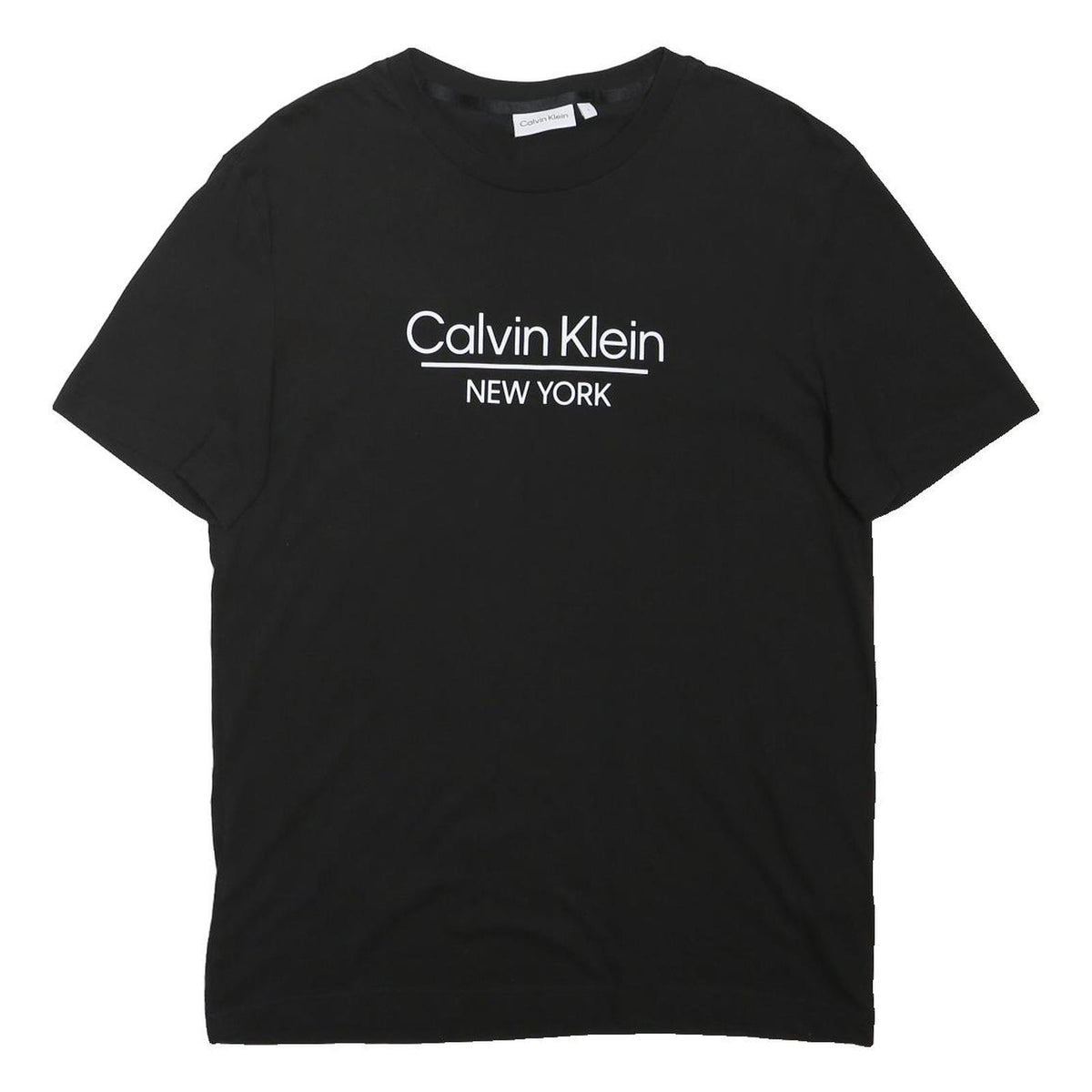 CALVIN KLEIN Mens Black T-Shirt L Short Sleeve Crew Neck Logo Print