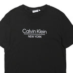 CALVIN KLEIN Mens Black T-Shirt L Short Sleeve Crew Neck Logo Print