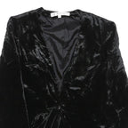 PAUL ALEXANDER Womens Black Velvet Long Sleeve V-Neck Top S Elegant Soft Feel