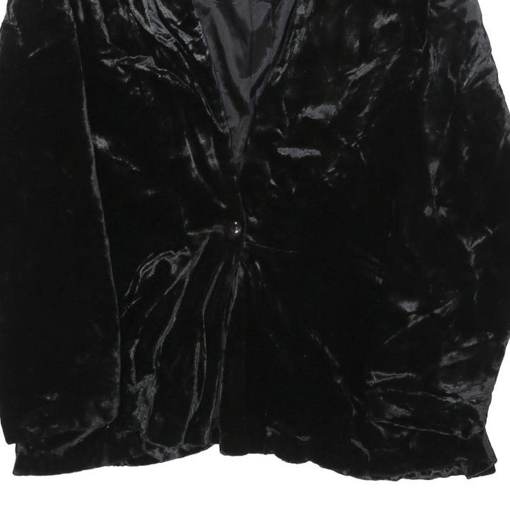 PAUL ALEXANDER Womens Black Velvet Long Sleeve V-Neck Top S Elegant Soft Feel