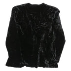 PAUL ALEXANDER Womens Black Velvet Long Sleeve V-Neck Top S Elegant Soft Feel