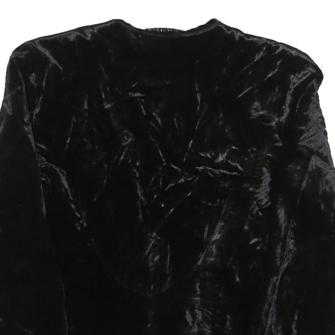 PAUL ALEXANDER Womens Black Velvet Long Sleeve V-Neck Top S Elegant Soft Feel