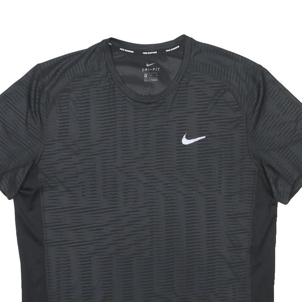 NIKE Mens Black Graphic T-Shirt L Short Sleeve Crew Neck Sports Gym Casual