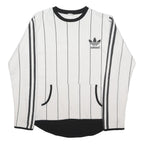 ADIDAS Mens White & Black Plain Jumper Crew Neck Basic Knit M Sweatshirt