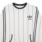 ADIDAS Mens White & Black Plain Jumper Crew Neck Basic Knit M Sweatshirt