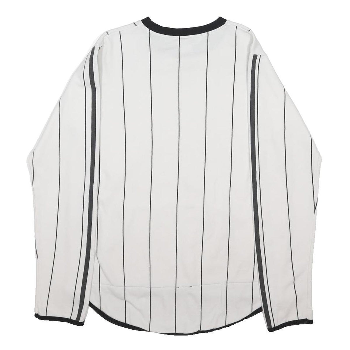 ADIDAS Mens White & Black Plain Jumper Crew Neck Basic Knit M Sweatshirt