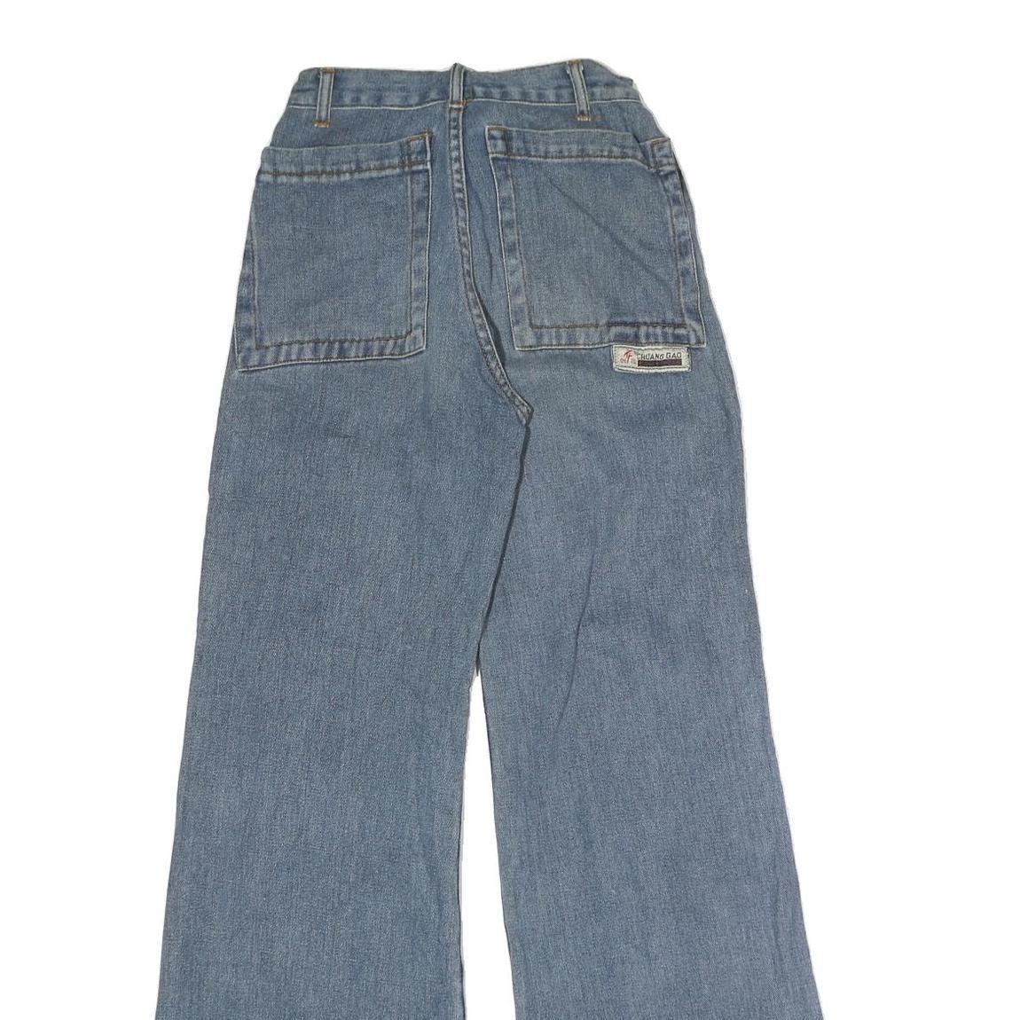 CHUANG GAO Womens Regular Blue Denim Jeans Wide-Leg Cotton Zip W22 L32