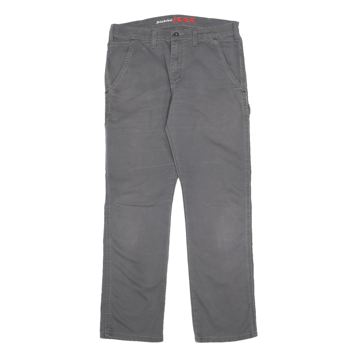 DICKIES Mens Cotton Blend Grey Regular Straight Trousers W32 L32 Workwear
