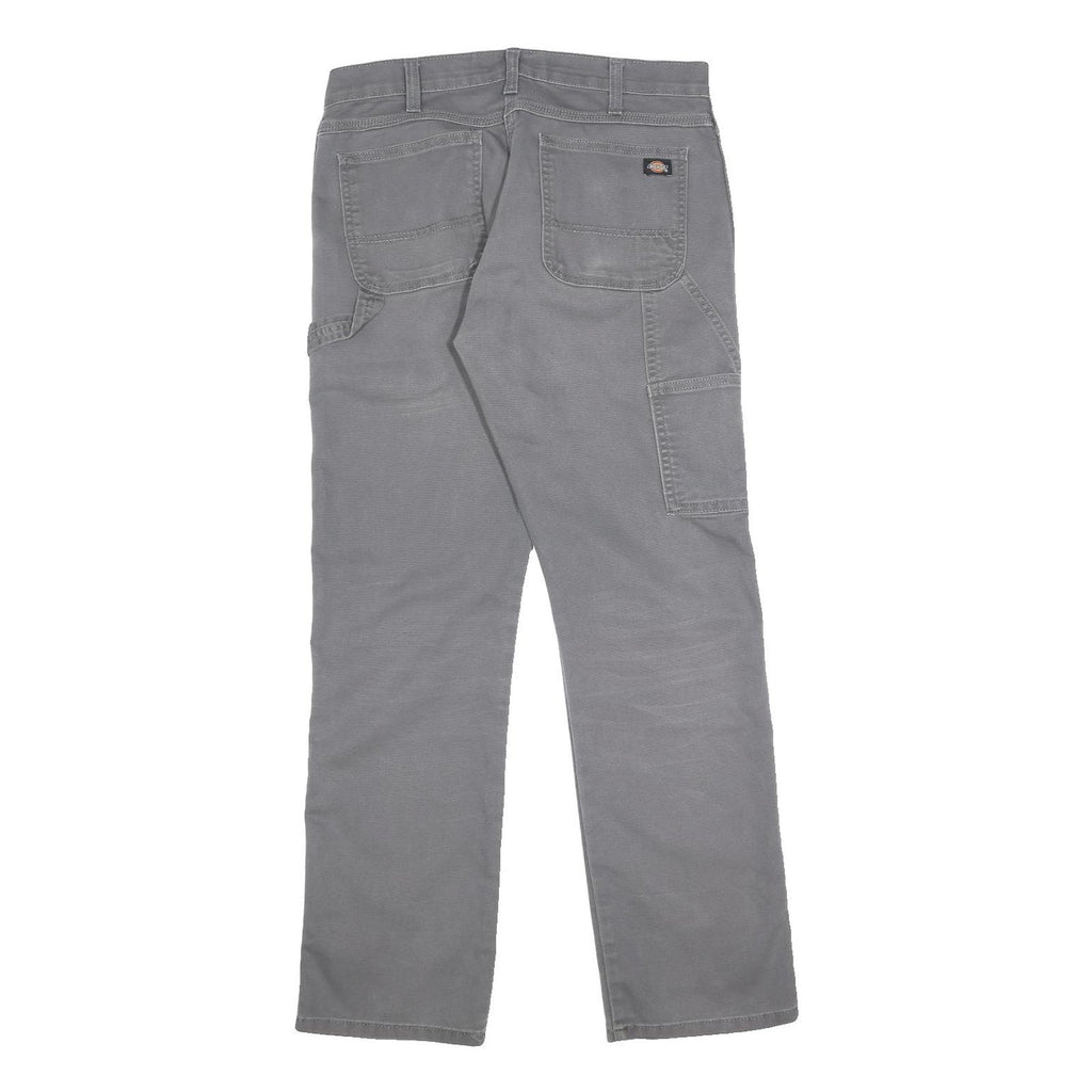 DICKIES Mens Cotton Blend Grey Regular Straight Trousers W32 L32 Workwear
