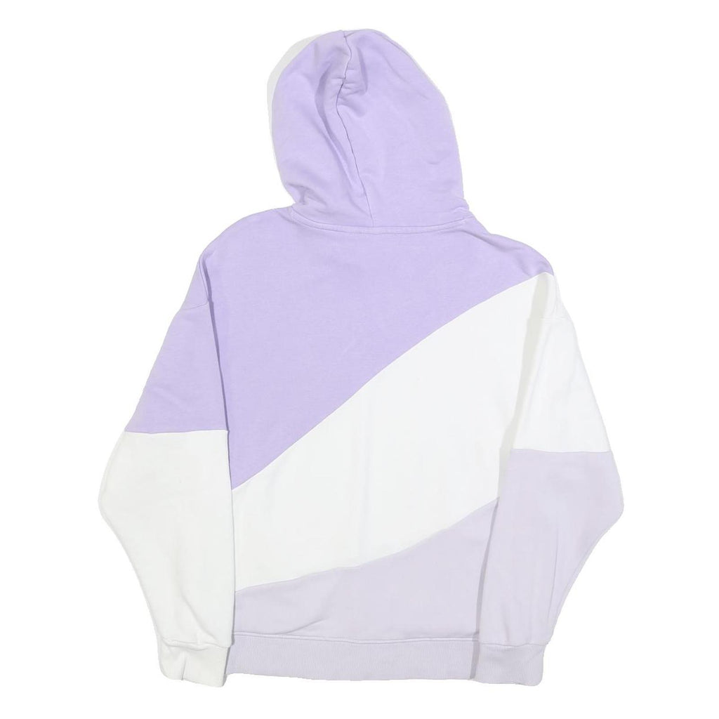 PUMA Womens Purple & White Colourblock Pullover Hoodie XS Casual Cotton Blend