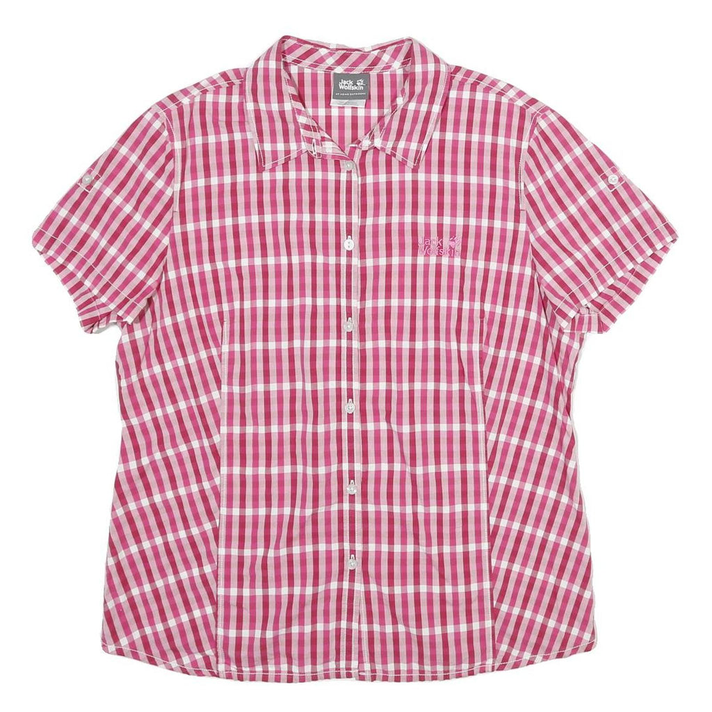 JACK WOLFSKIN Womens Pink & White Check Shirt XL Outdoor Casual Button-Up
