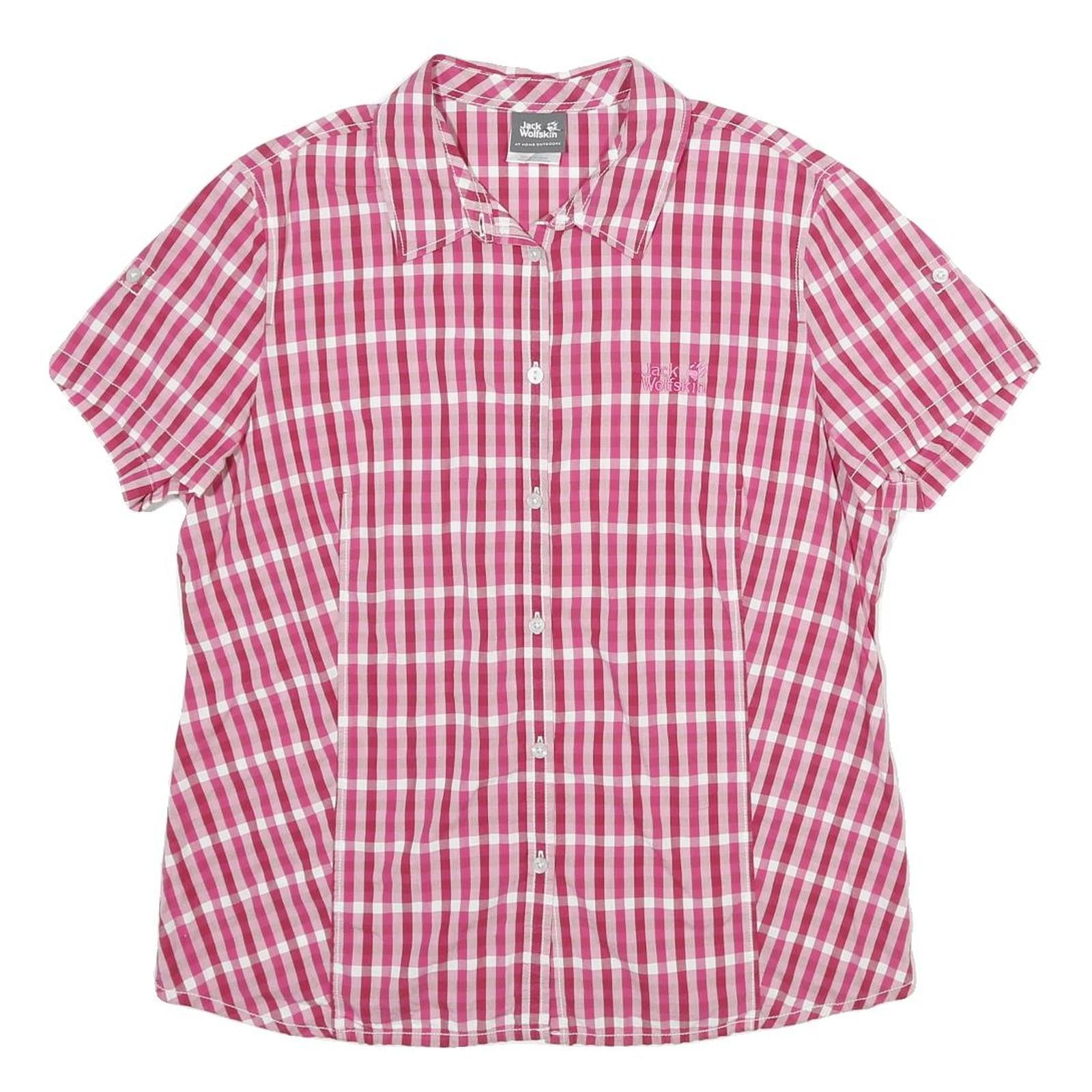 JACK WOLFSKIN Womens Pink & White Check Shirt XL Outdoor Casual Button-Up
