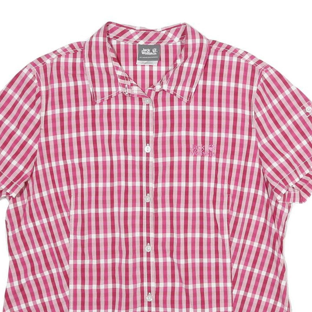 JACK WOLFSKIN Womens Pink & White Check Shirt XL Outdoor Casual Button-Up