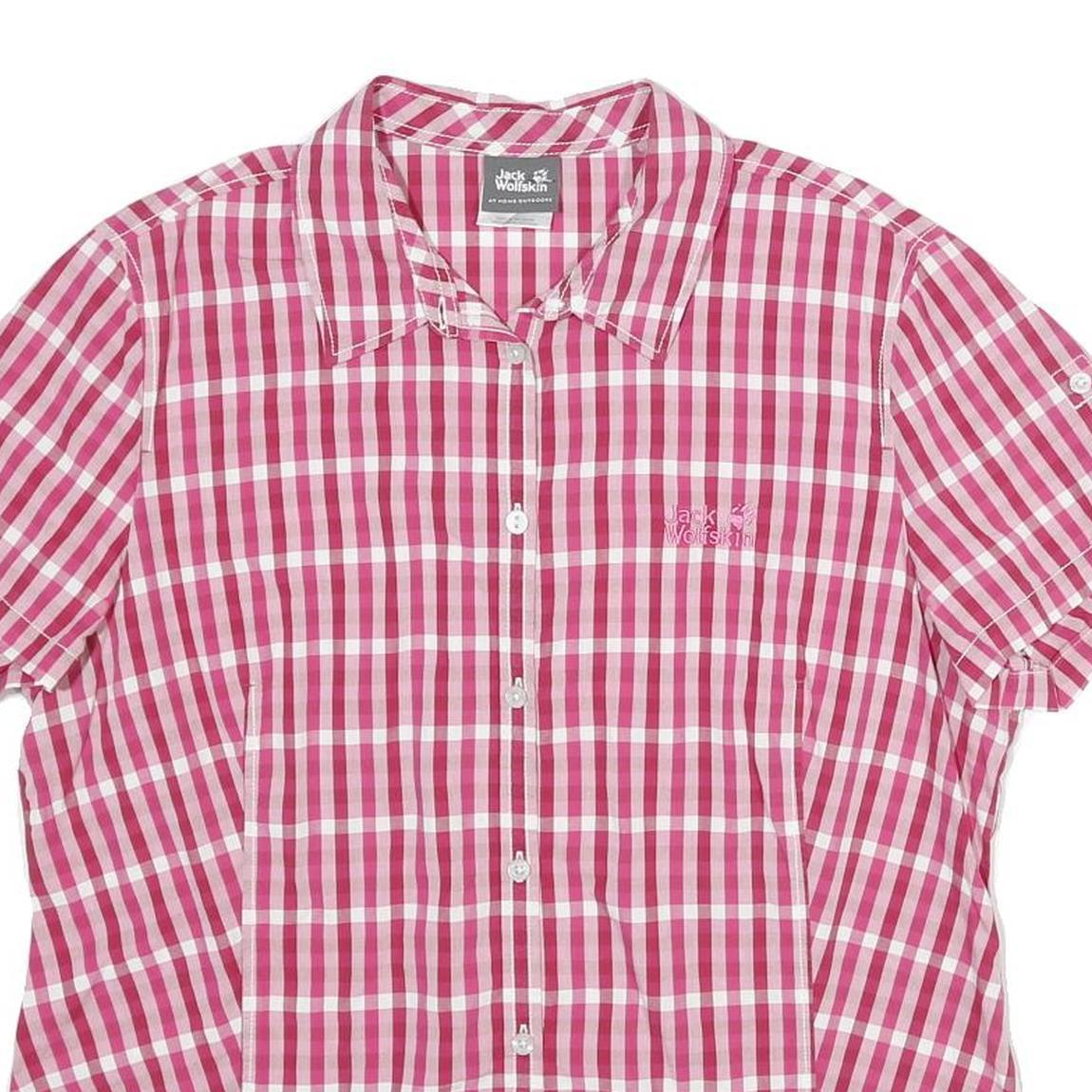 JACK WOLFSKIN Womens Pink & White Check Shirt XL Outdoor Casual Button-Up