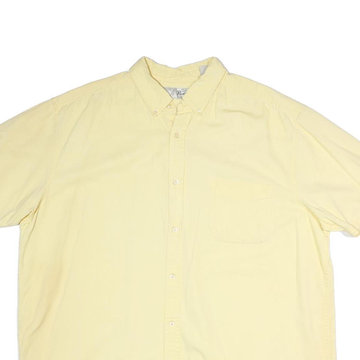PENMAN Mens Yellow Cotton Shirt XL Button Down Short Sleeve Casual Summer