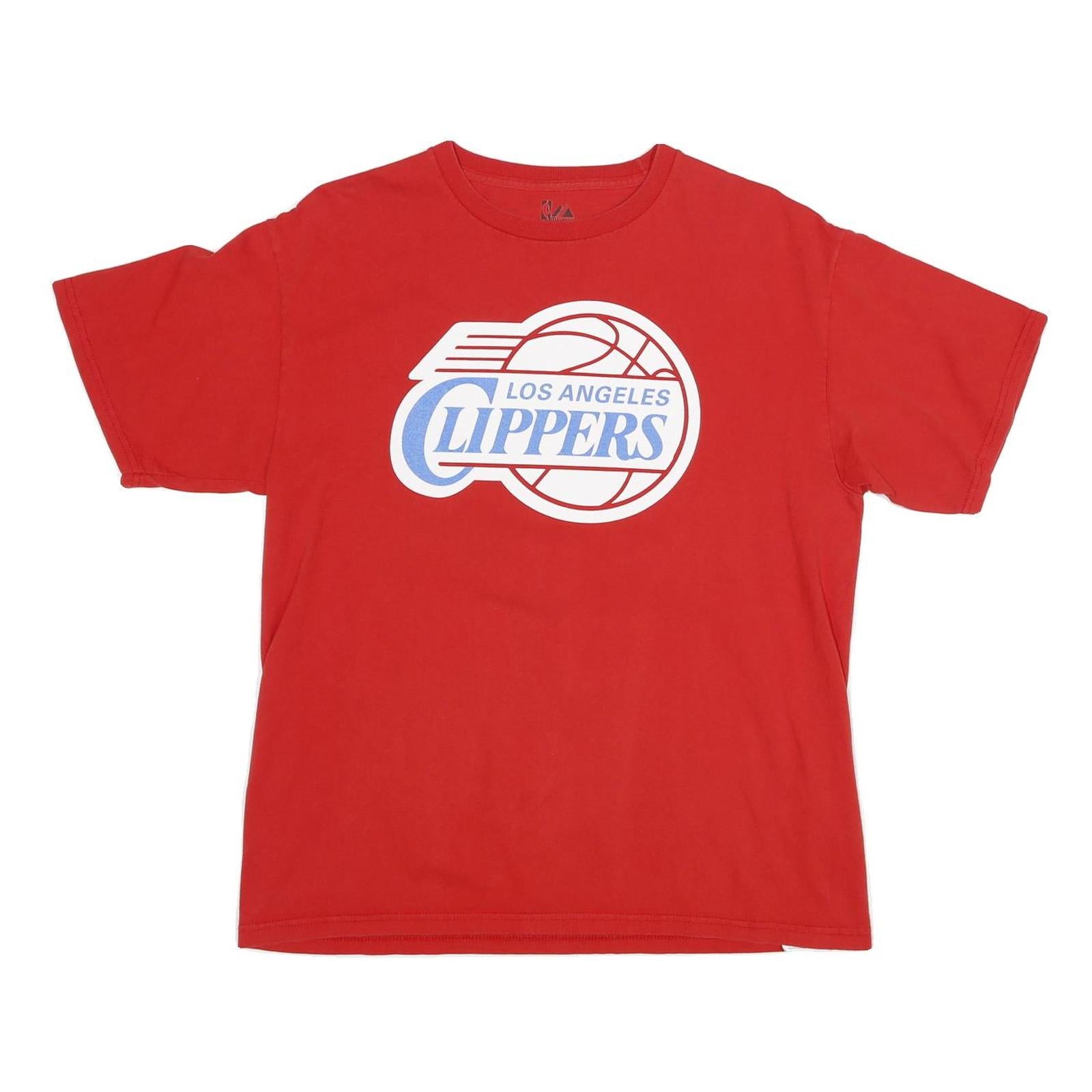 MAJESTIC Mens Red Los Angeles Clippers T-Shirt L Short Sleeve Crew Neck
