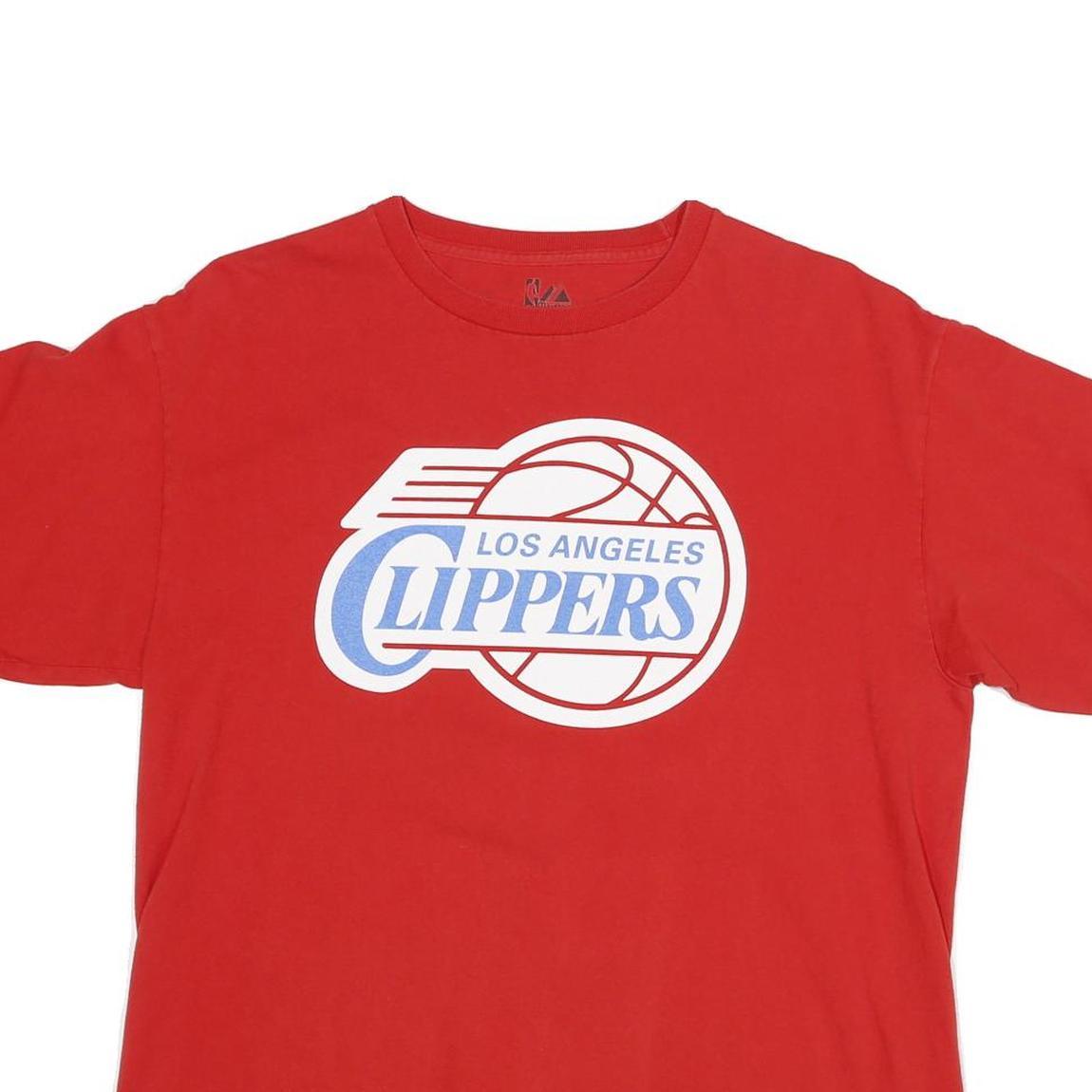 MAJESTIC Mens Red Los Angeles Clippers T-Shirt L Short Sleeve Crew Neck