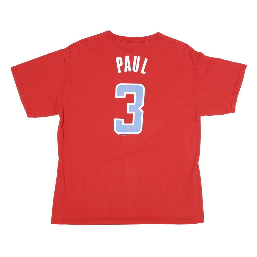 MAJESTIC Mens Red Los Angeles Clippers T-Shirt L Short Sleeve Crew Neck