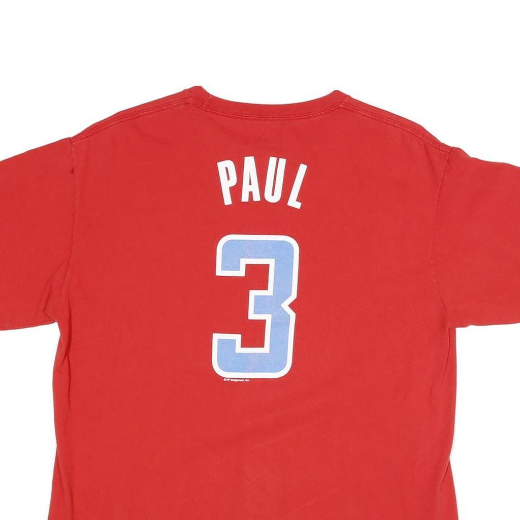 MAJESTIC Mens Red Los Angeles Clippers T-Shirt L Short Sleeve Crew Neck