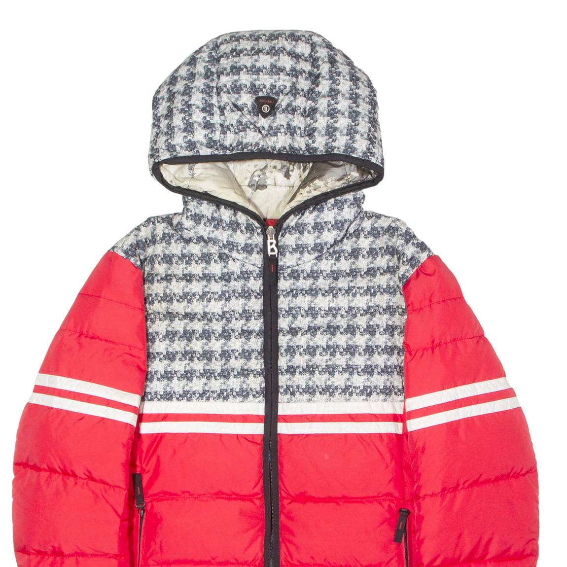 BOGNER Fire+Ice Womens Puffer Jacket Red Hooded Colourblock UK 14