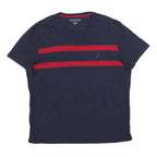 NAUTICA Mens Navy Blue & Red Graphic T-Shirt XL Short Sleeve Crew Neck