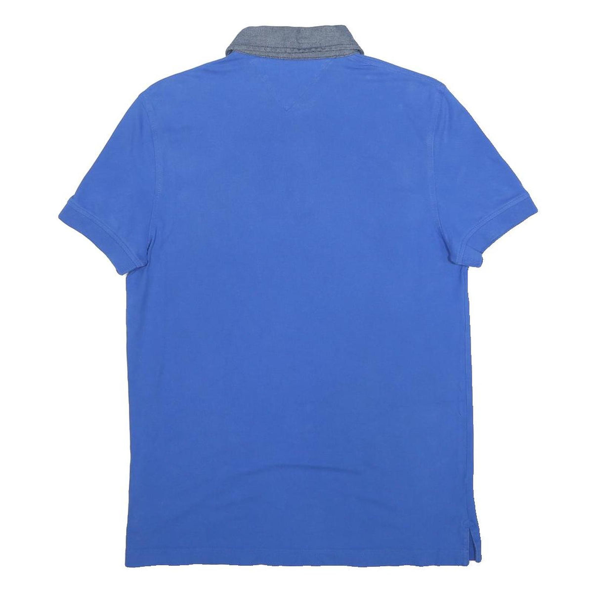 TOMMY HILFIGER Mens Blue Short Sleeve Plain S Cotton Blend Polo Shirt
