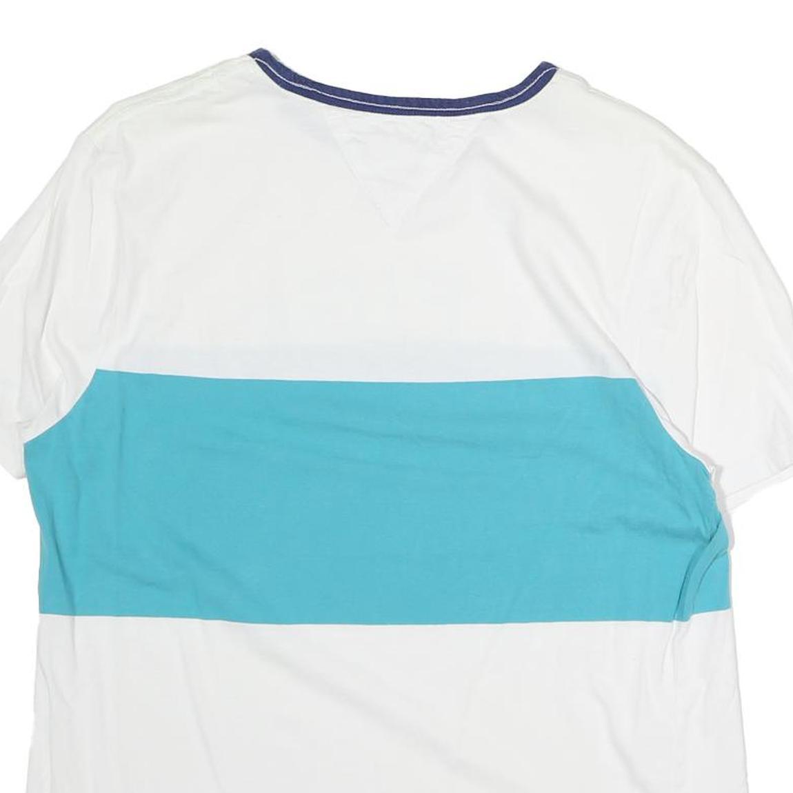 TOMMY HILFIGER Mens White & Blue Graphic T-Shirt M Short Sleeve Crew Neck Logo