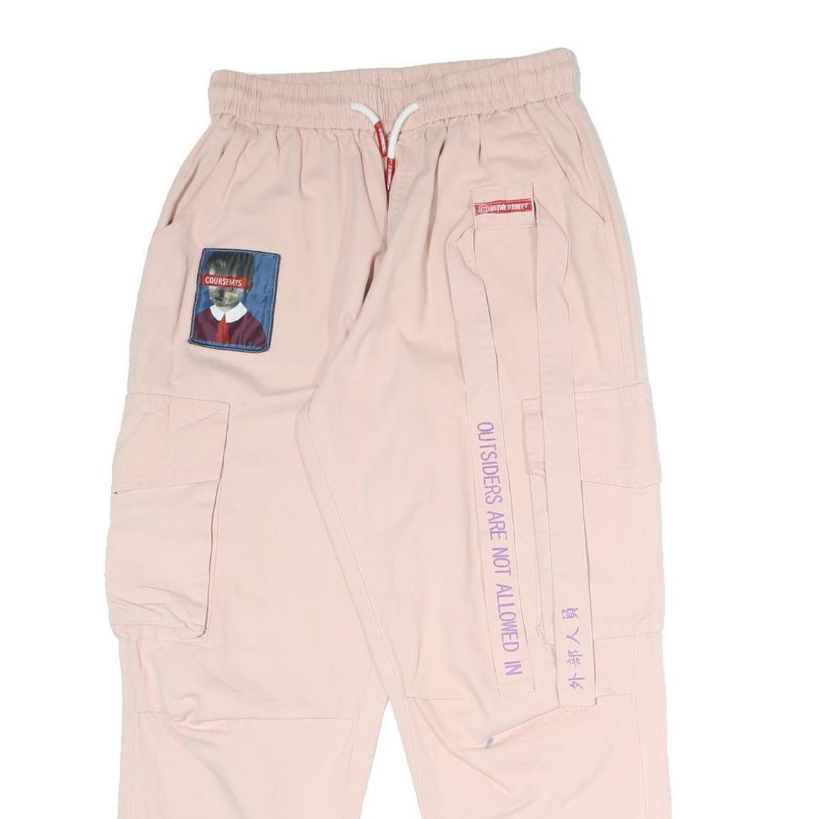 COURSEMYS Womens Cotton Blend Pink Relaxed Cargo Trousers W26 L27 Drawstring