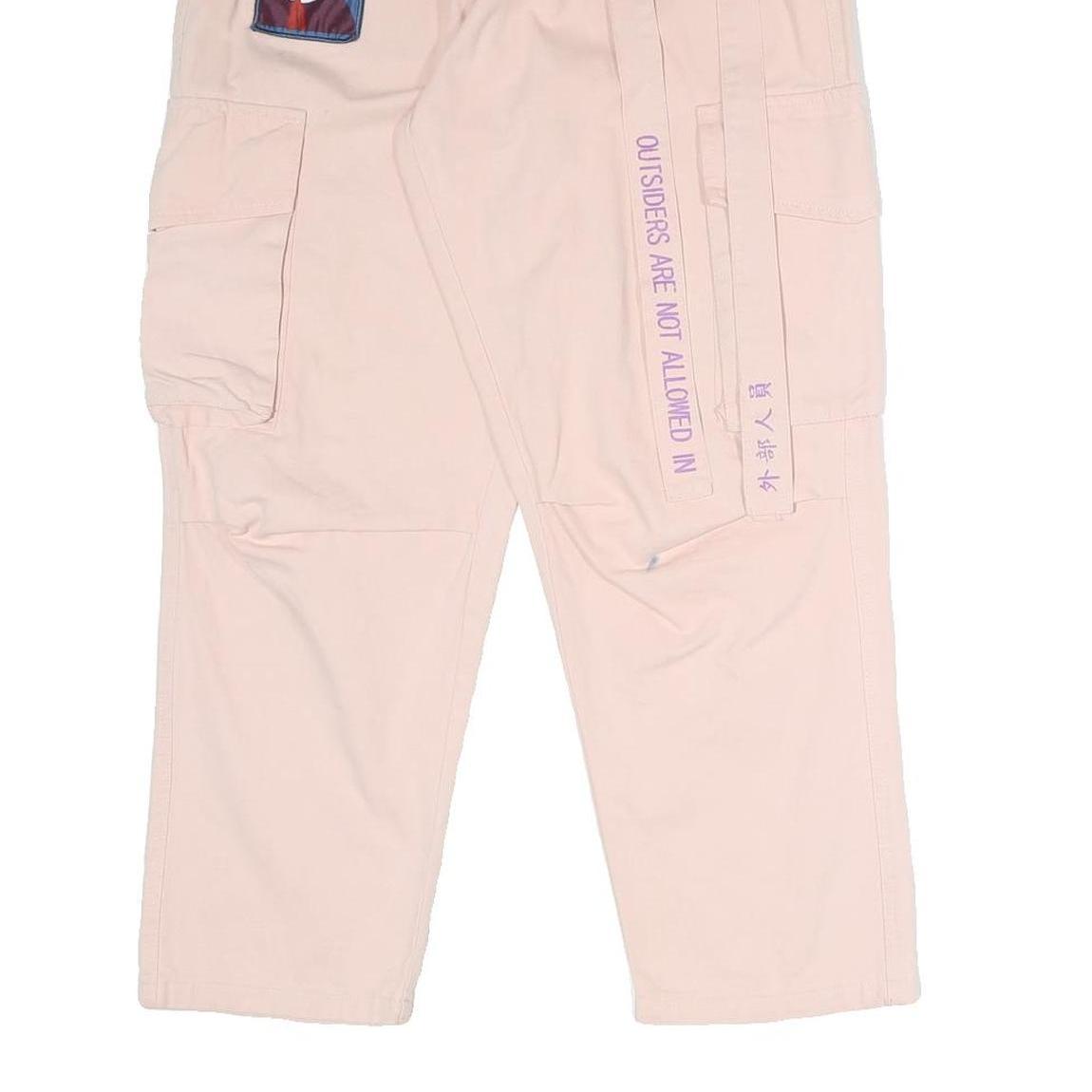 COURSEMYS Womens Cotton Blend Pink Relaxed Cargo Trousers W26 L27 Drawstring
