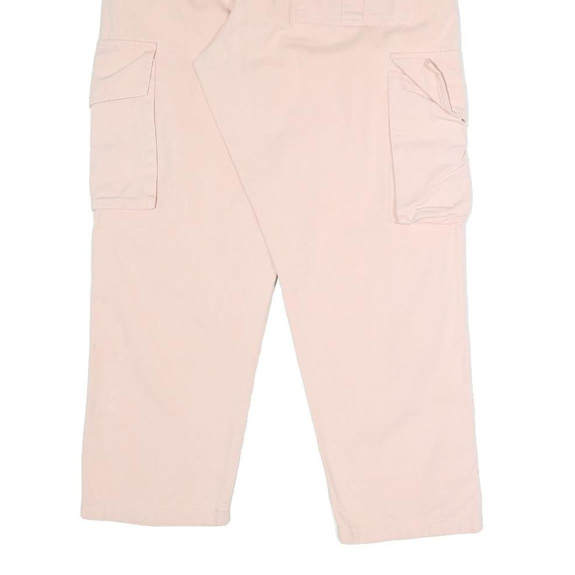 COURSEMYS Womens Cotton Blend Pink Relaxed Cargo Trousers W26 L27 Drawstring