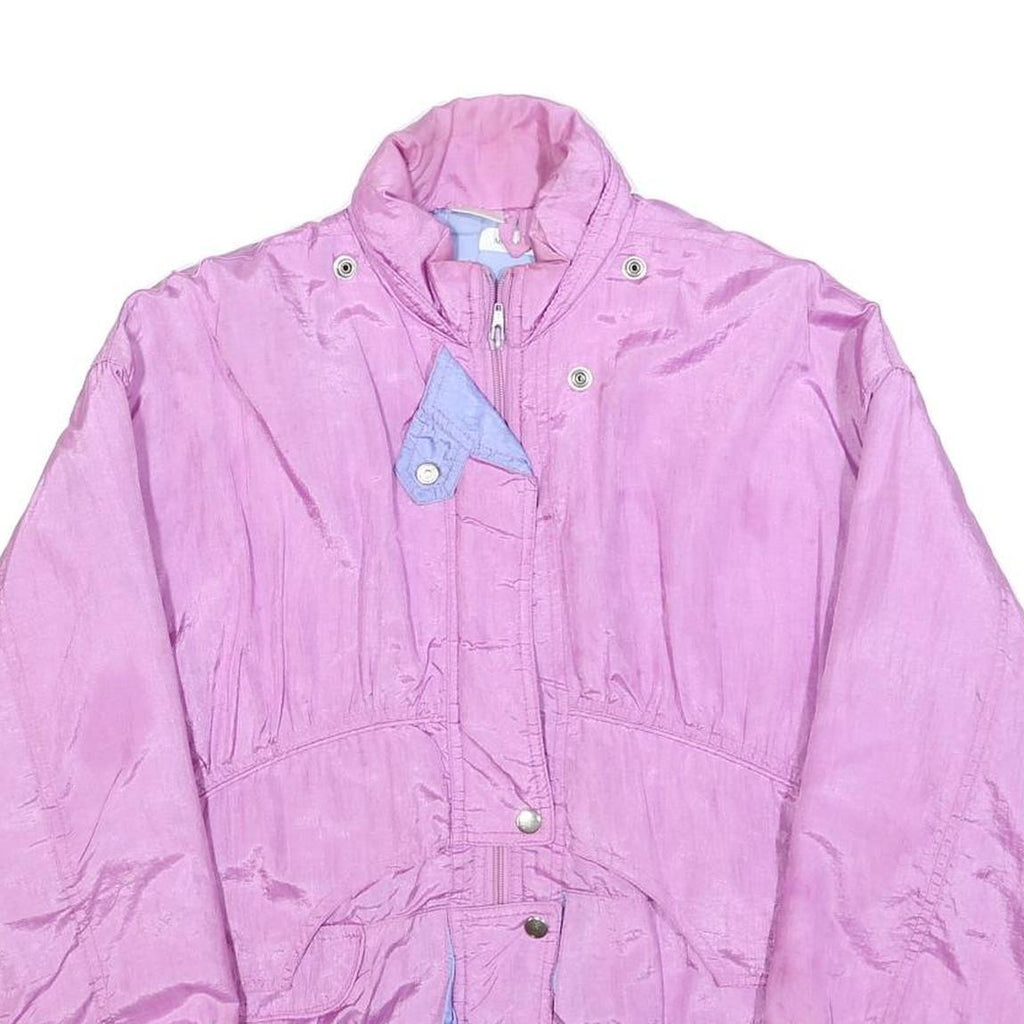 Womens Pink Purple Zip Jacket M Polyester Blend Plain Casual Outerwear
