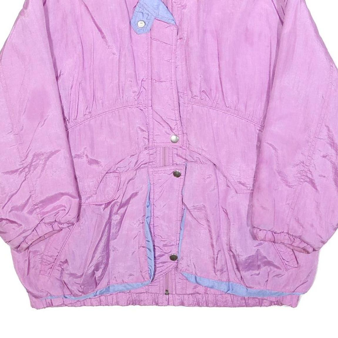 Womens Pink Purple Zip Jacket M Polyester Blend Plain Casual Outerwear