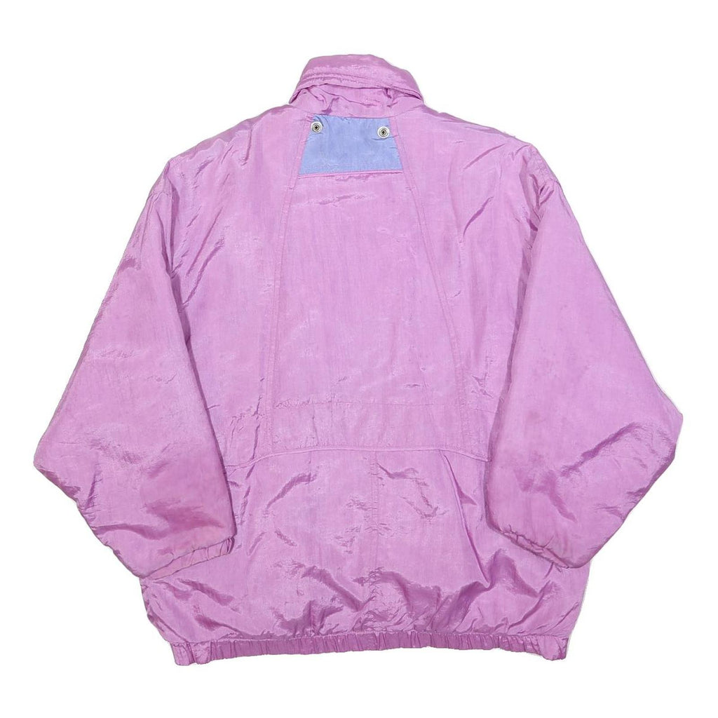 Womens Pink Purple Zip Jacket M Polyester Blend Plain Casual Outerwear