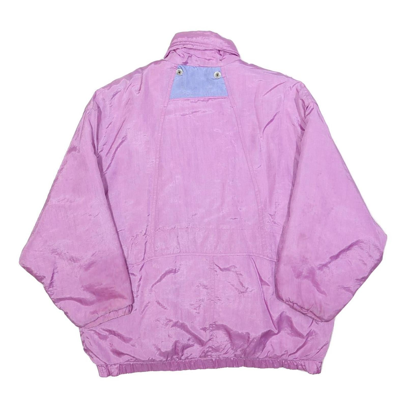 Womens Pink Purple Zip Jacket M Polyester Blend Plain Casual Outerwear