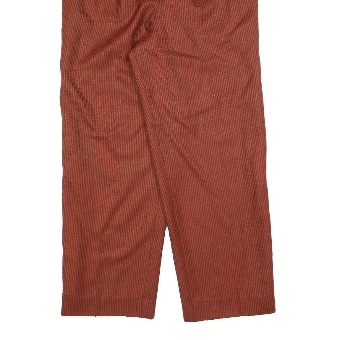 Mens Regular Fit Rust Check Zip Closure Trousers W30 L30 Classic Straight