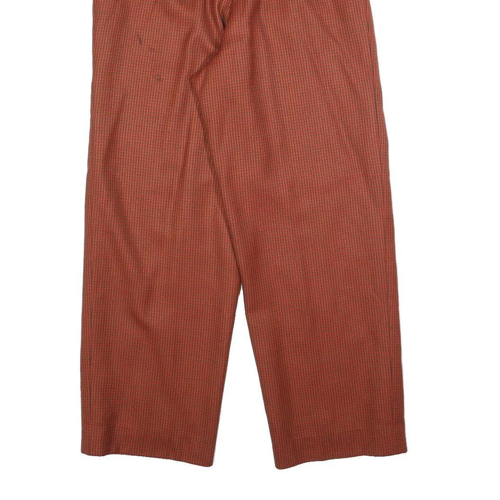 Mens Regular Fit Rust Check Zip Closure Trousers W30 L30 Classic Straight