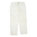 DICKIES Mens Regular Fit White Cotton Blend Denim Jeans W34 L27 Workwear Zip