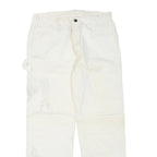 DICKIES Mens Regular Fit White Cotton Blend Denim Jeans W34 L27 Workwear Zip