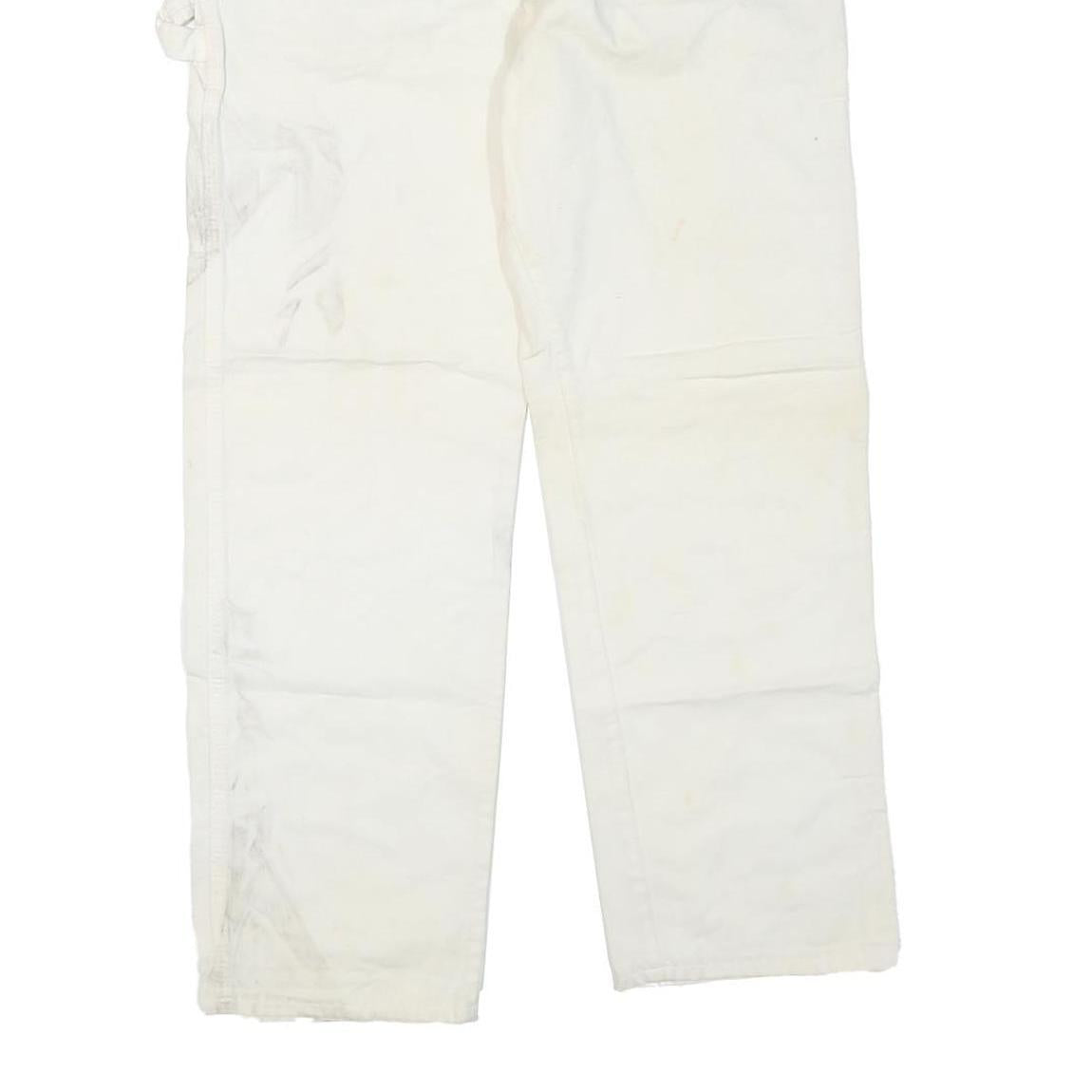 DICKIES Mens Regular Fit White Cotton Blend Denim Jeans W34 L27 Workwear Zip