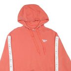 REEBOK Womens Orange Cotton Blend Pullover Hoodie S Branded Stripe Sleeve