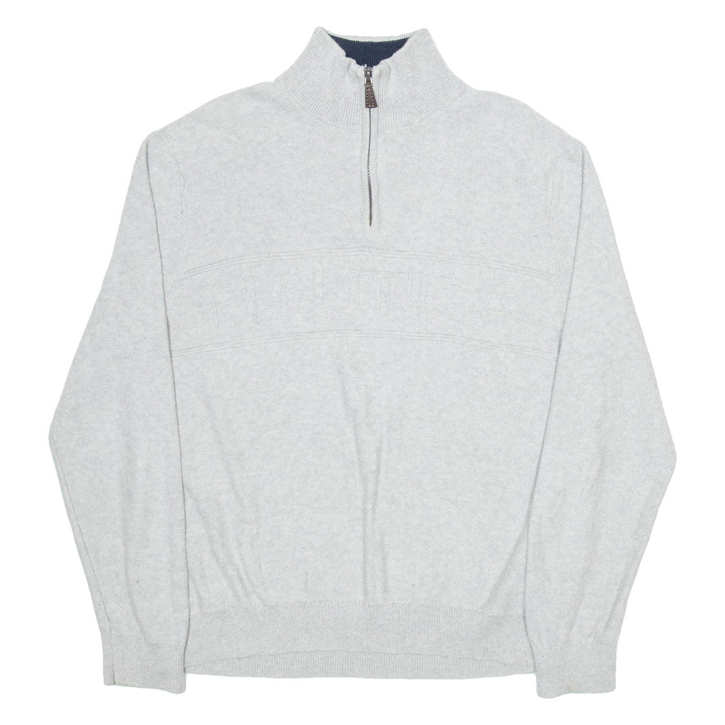 NAUTICA Mens Jumper Grey 1/4 Zip Tight Knit L