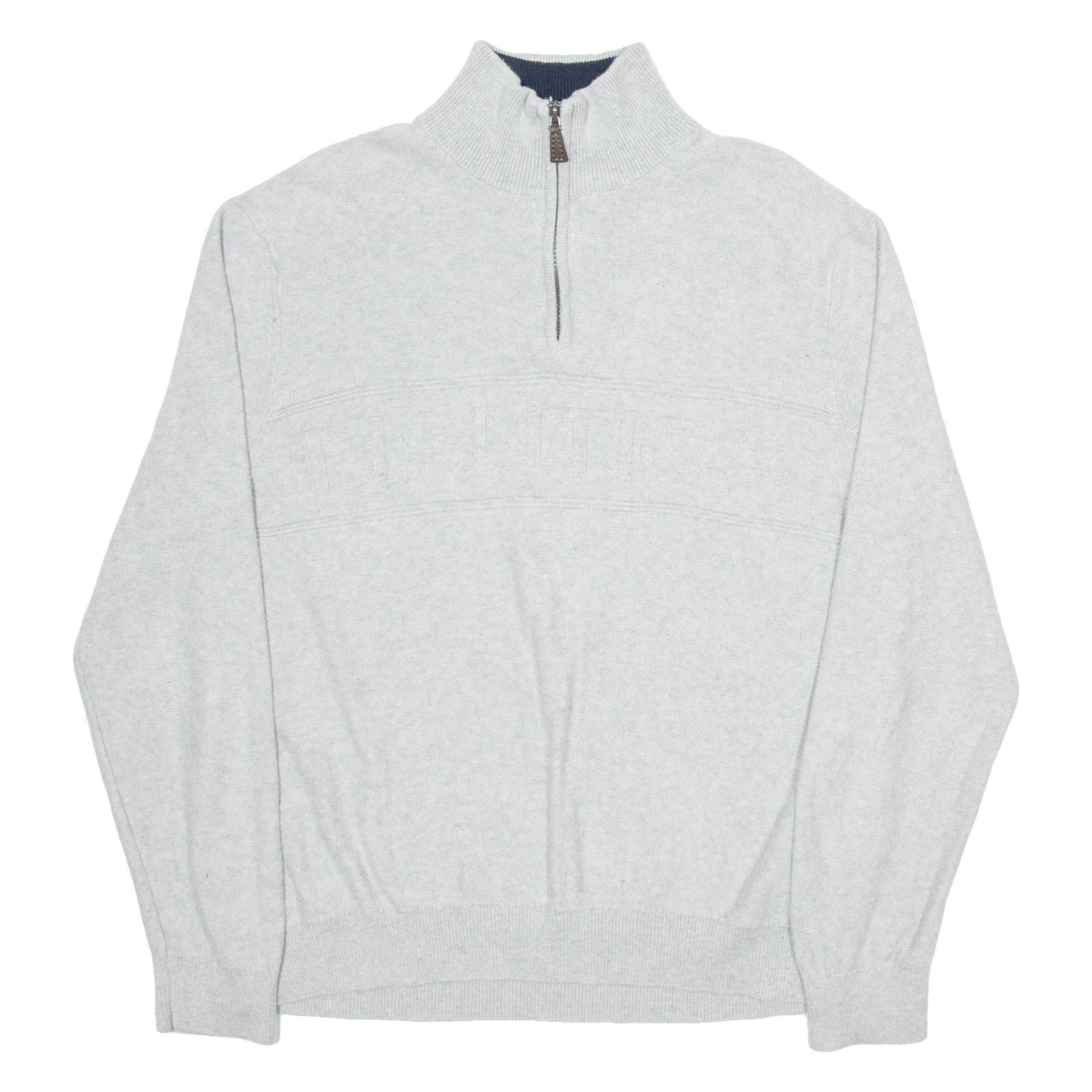 NAUTICA Mens Jumper Grey 1/4 Zip Tight Knit L