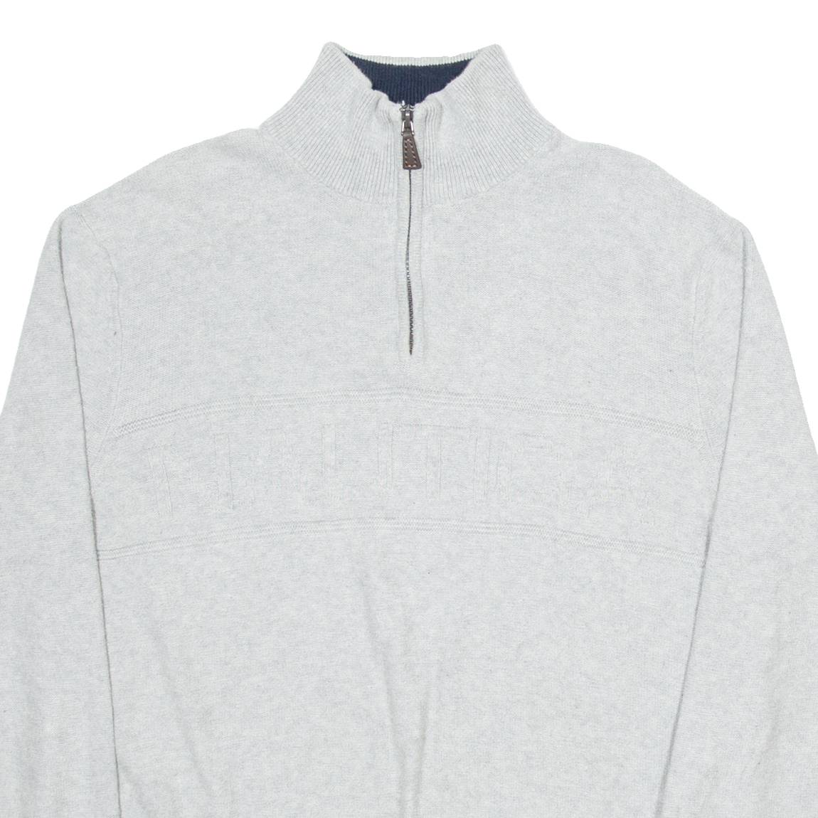 NAUTICA Mens Jumper Grey 1/4 Zip Tight Knit L