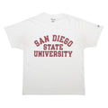 CHAMPION Mens White San Diego State University Graphic T-Shirt L Short Sleeve