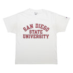 CHAMPION Mens White San Diego State University Graphic T-Shirt L Short Sleeve