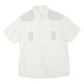 Mens White & Grey Short Sleeve Casual Cotton Blend Shirt M Summer Workwear