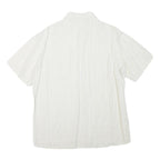 Mens White & Grey Short Sleeve Casual Cotton Blend Shirt M Summer Workwear