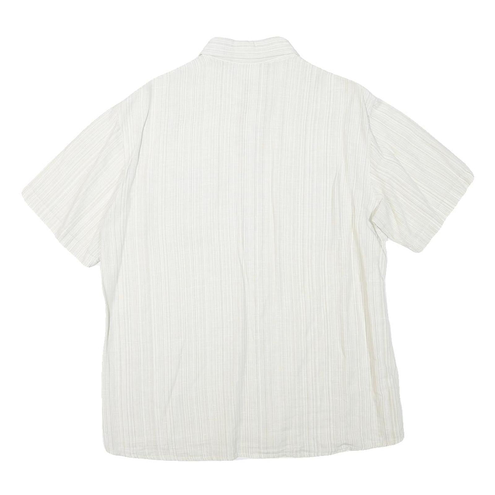 Mens White & Grey Short Sleeve Casual Cotton Blend Shirt M Summer Workwear