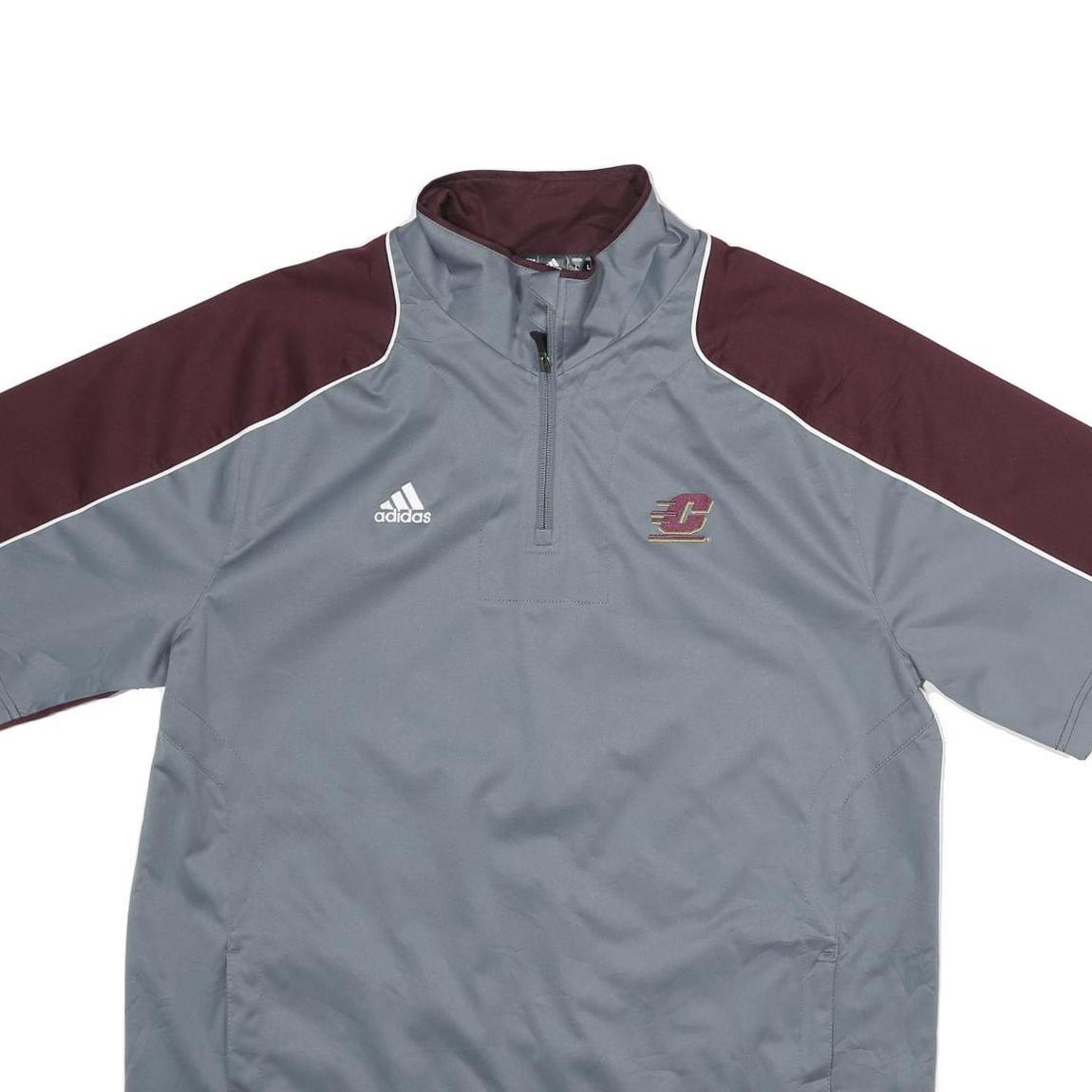 ADIDAS Mens Grey & Maroon Sports Logo 1/4 Zip L Sweatshirt Athletic Pullover